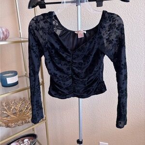 Elegant Black Lace Sheer Women's Top